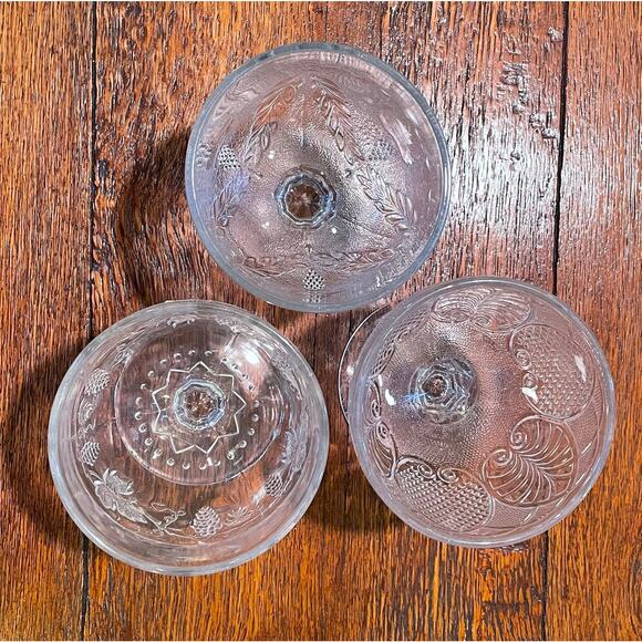 Vintage Pattern Glass Buttermilk Goblet, Sugar Bowl, Set of 3, Various Patterns - Picture 8 of 13